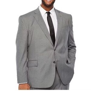 JF J.Ferrar Slim Fit Men Blazer Suit Jacket Size 40L Gray